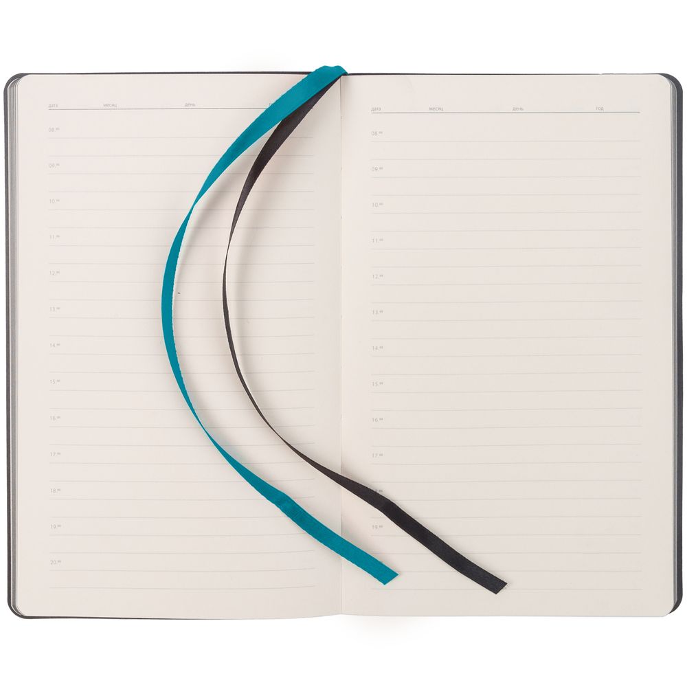Ежедневник Velours, недатированный, черный с бирюзовым / Миниатюра WWW (1000)