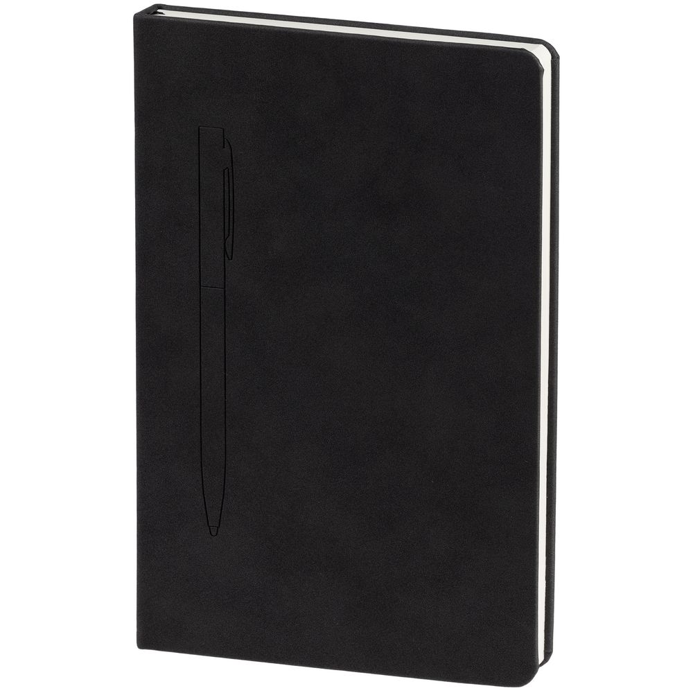 Блокнот Magnet Chrome с ручкой, черный с синим / Миниатюра WWW (1000)