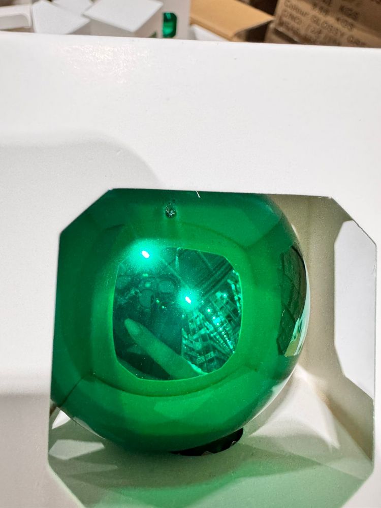 Оформительский шар Finery, 8 см, глянцевый зеленый / Миниатюра WWW (1000)