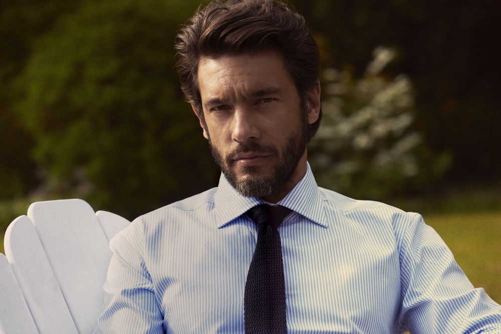 Рубашка мужская в полоску Reno, серая / Миниатюра WWW (1000)