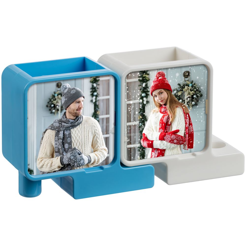 Органайзер с фоторамкой Officelover, белый с голубым / Миниатюра WWW (1000)