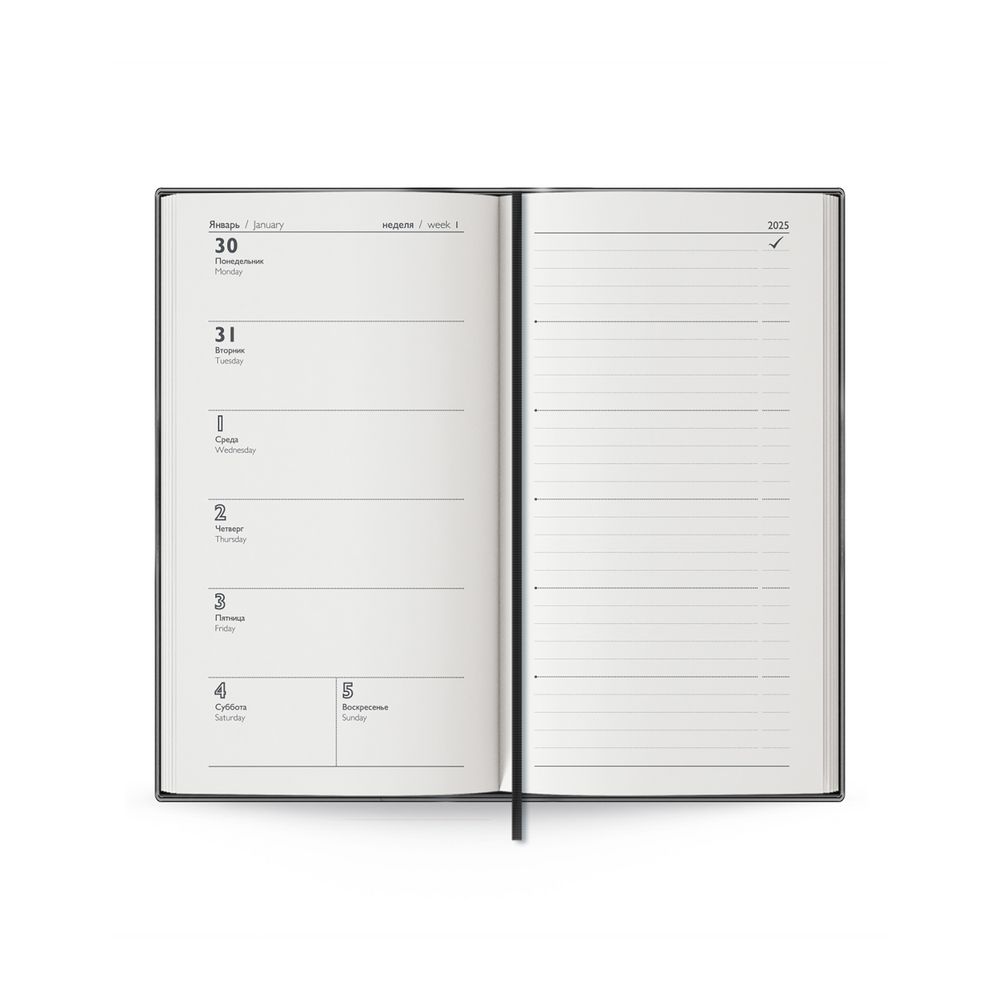 Еженедельник Baza, датированный, черный / Миниатюра WWW (1000)