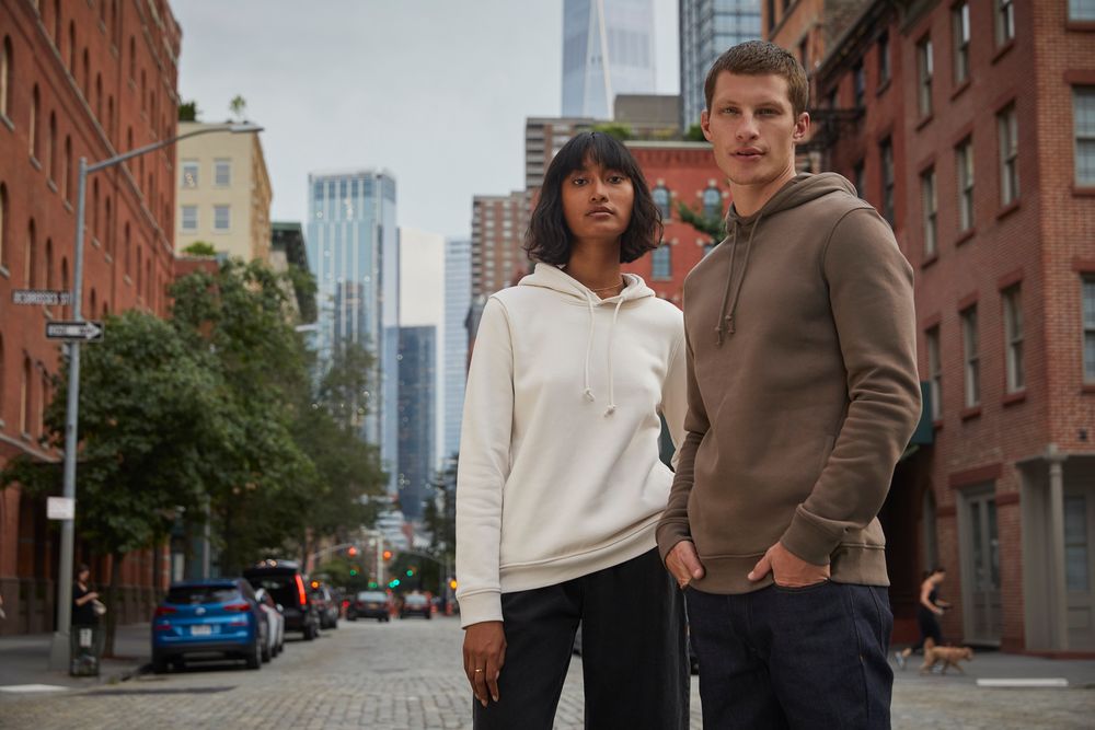 Толстовка с капюшоном женская BNC Organic, серо-голубая / Миниатюра WWW (1000)