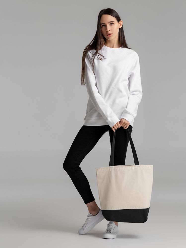 Сумка для покупок на молнии Shopaholic Zip, неокрашенная с черным / Миниатюра модельного (1000)