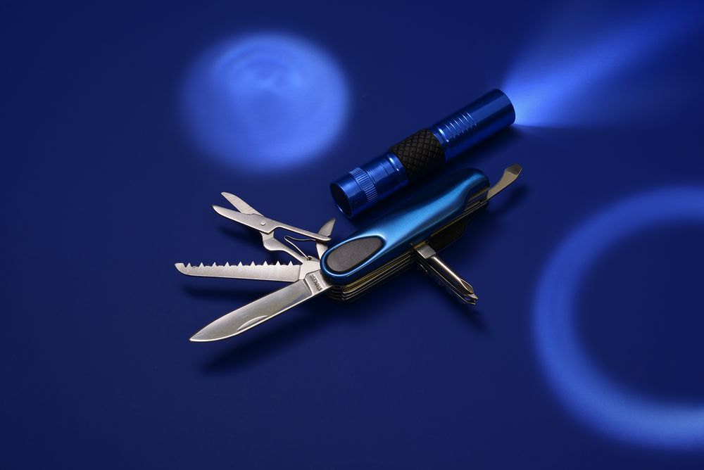 Набор «Зорге»: мультитул и фонарик, синий, уценка / Миниатюра WWW (1000)