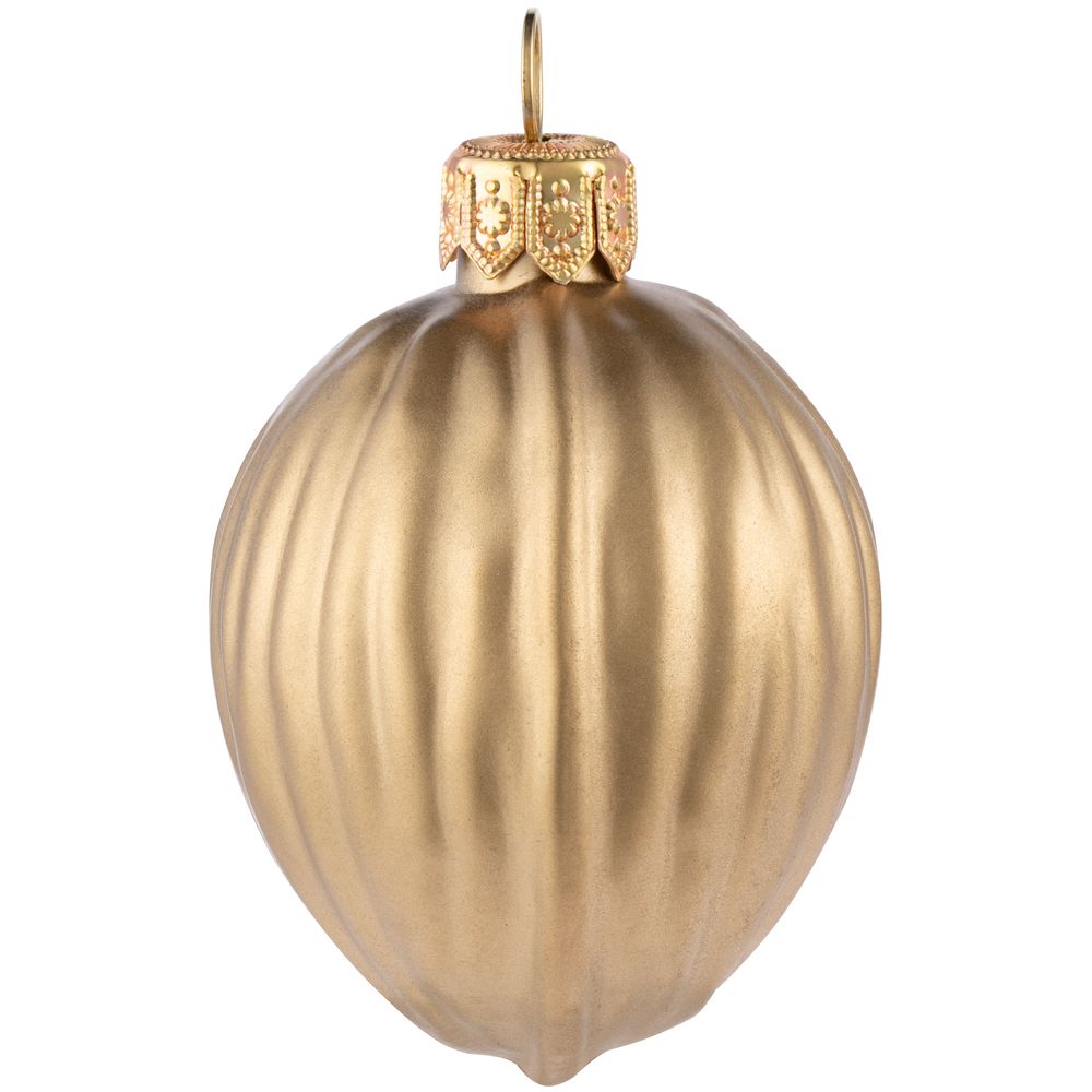 Елочная игрушка «Грецкий орех» в коробке, матовое золото / Миниатюра WWW (1000)