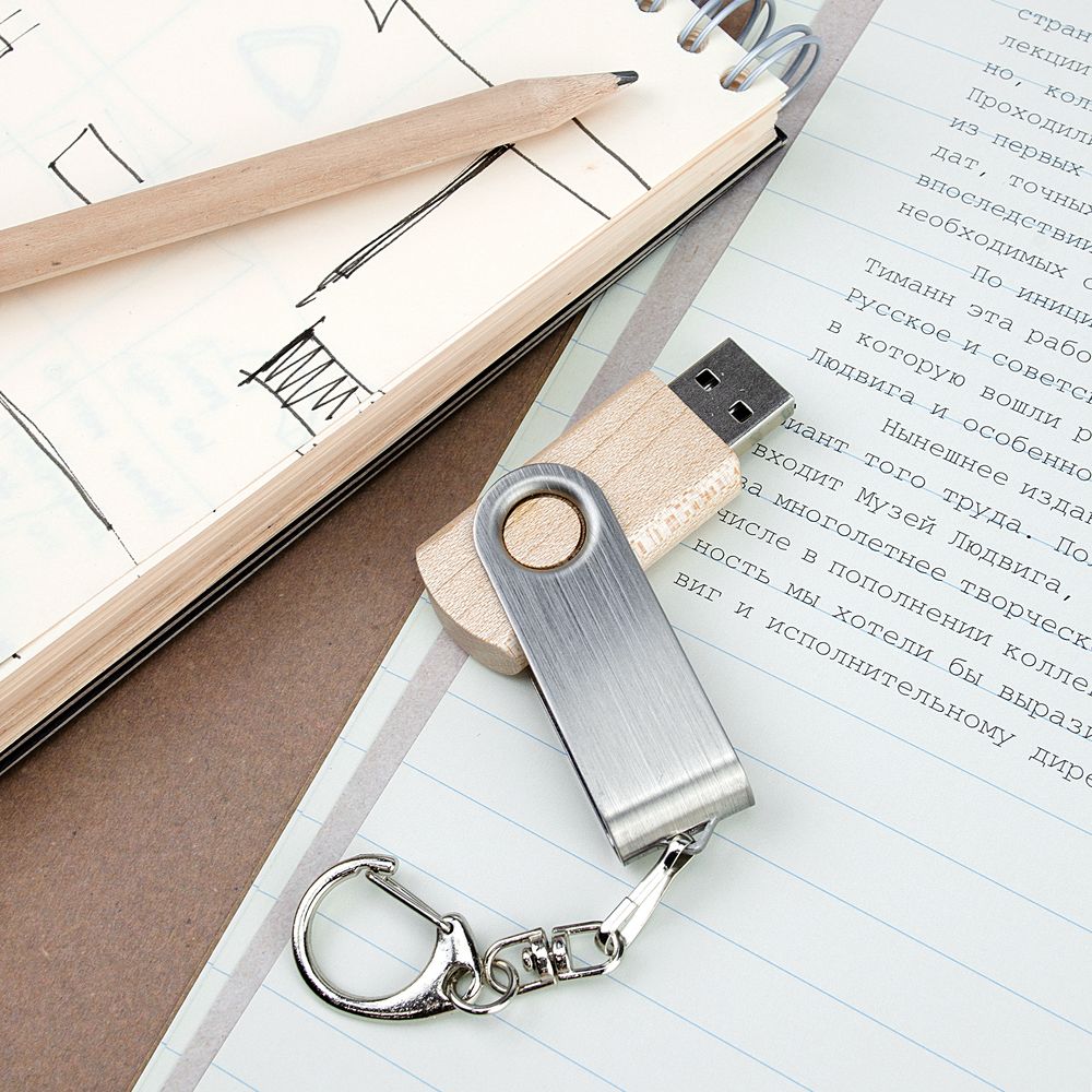 Флешка Twist Wood, светлое дерево, 8 Гб / Миниатюра WWW (1000)