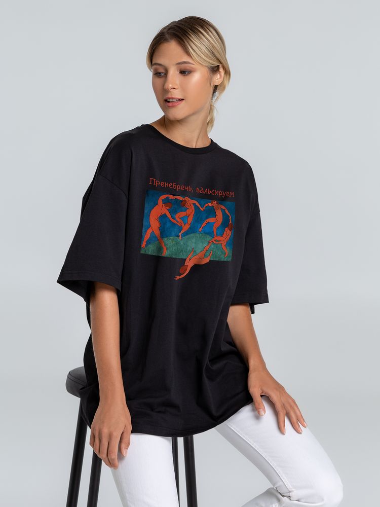 Футболка оверсайз «Вальсируем», черная / Миниатюра WWW (1000)
