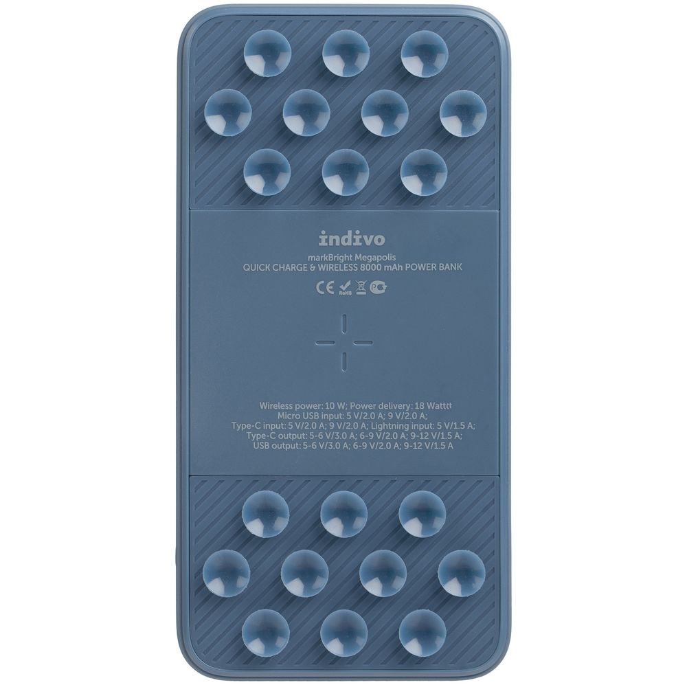 Аккумулятор с беспроводной зарядкой markBright Megapolis, 8000 мАч, синий / Миниатюра WWW (1000)