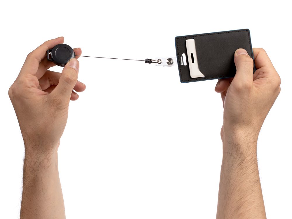 Ретрактор Attach New с ушком под ленту, черный / Миниатюра WWW (1000)