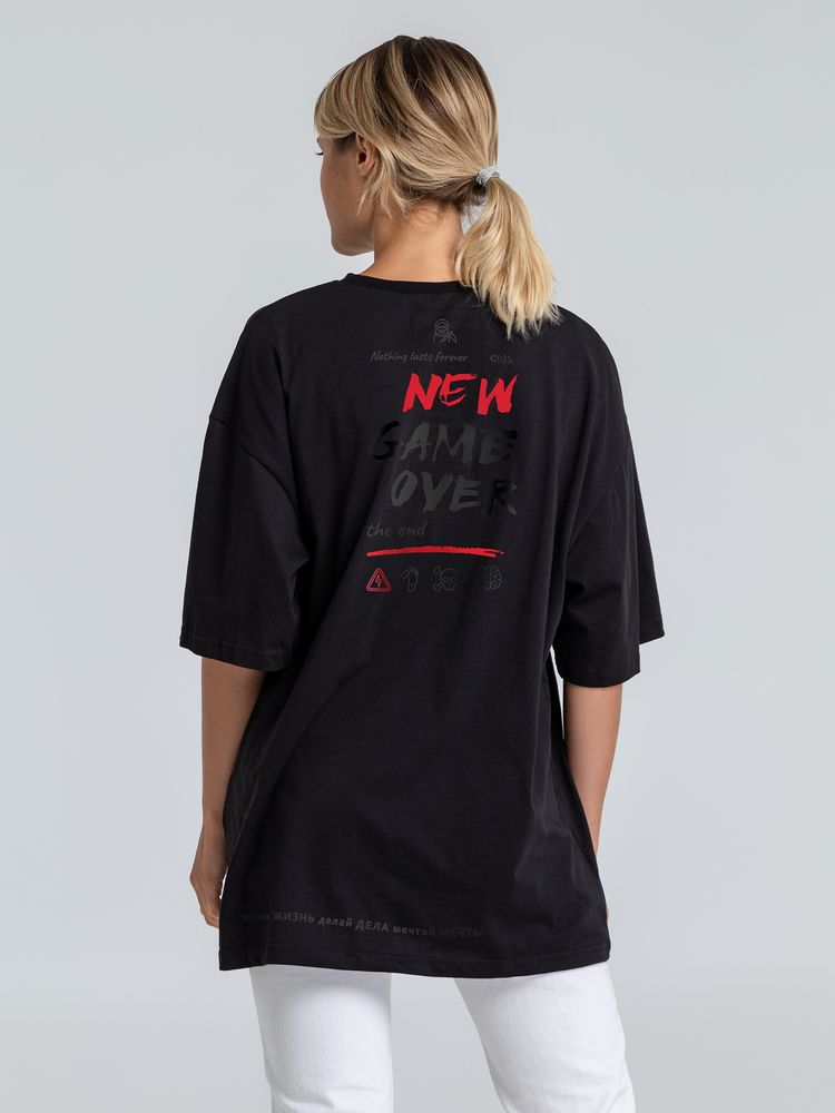 Футболка оверсайз с термонаклейками Game Over, черная / Миниатюра WWW (1000)