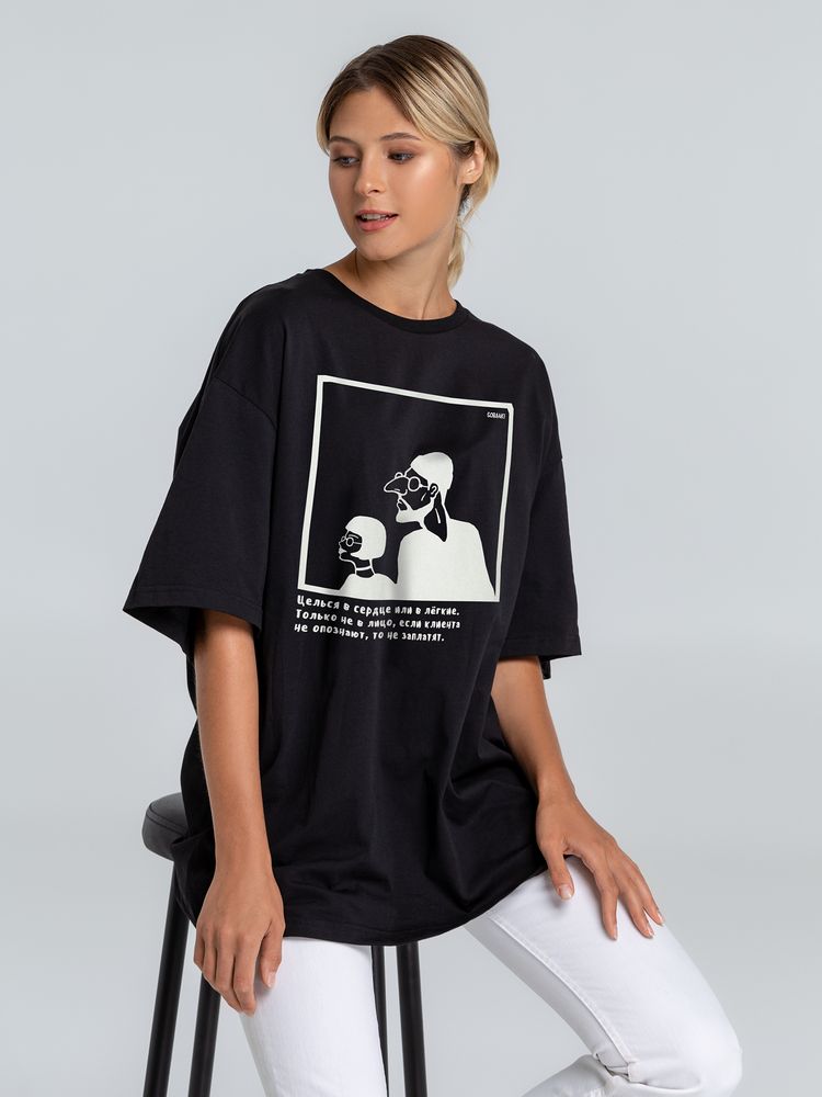 Футболка оверсайз «Леон», черная / Миниатюра WWW (1000)