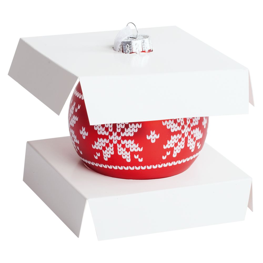 Елочный шар «Скандинавский узор», 8 см, красный / Миниатюра (упак) (1000)