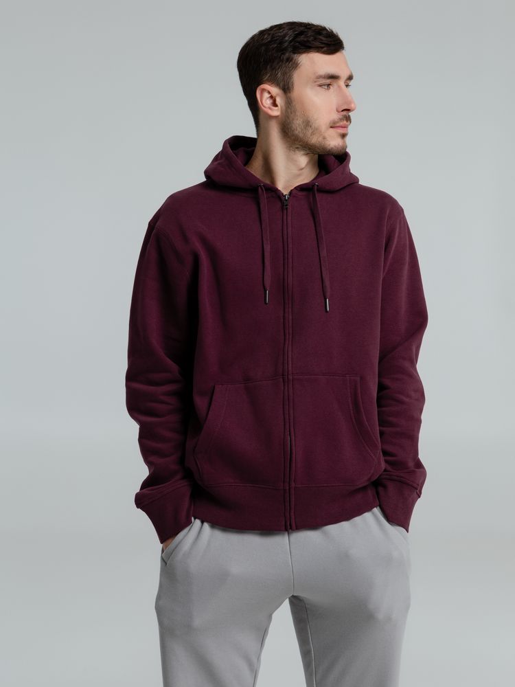 Толстовка с капюшоном на молнии унисекс King, бордовая / Миниатюра WWW (1000)