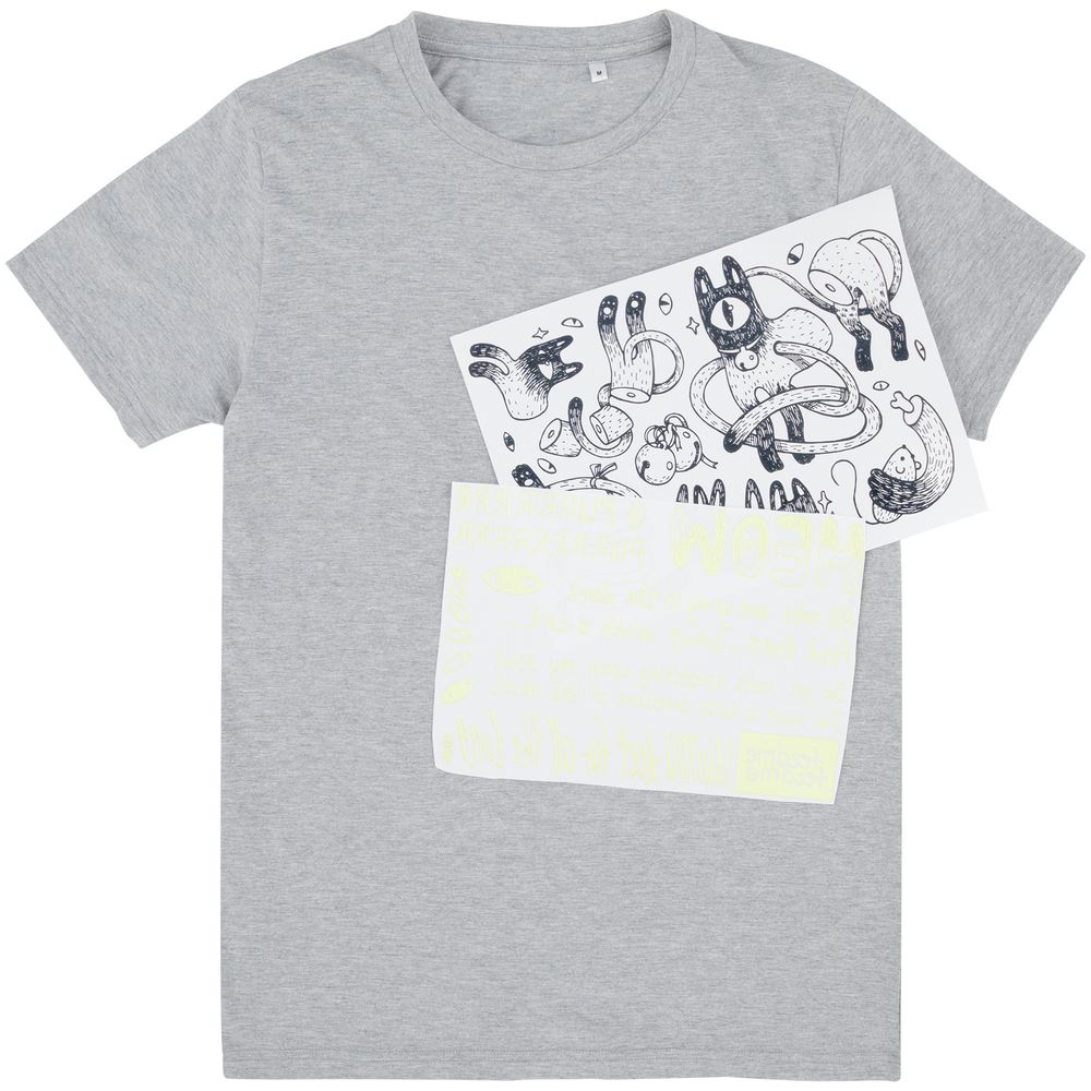 Футболка с термонаклейками Meow, серый меланж / Миниатюра WWW (1000)