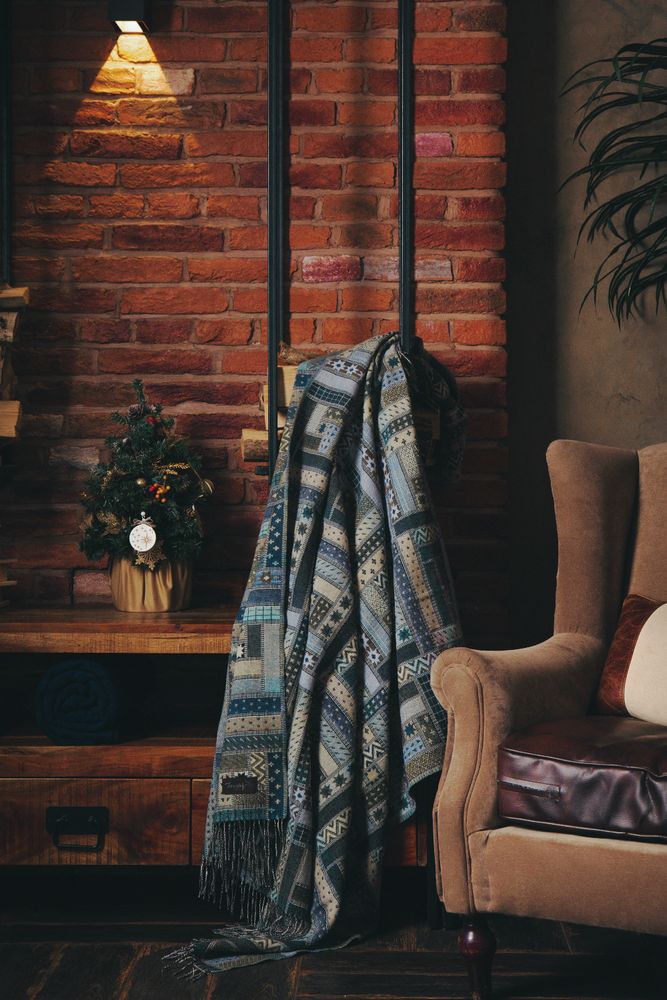 Плед Baltimora, синий с серым / Миниатюра WWW (1000)