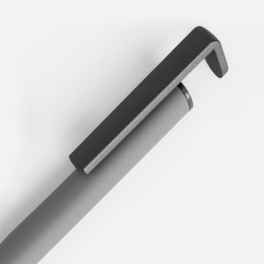 Ручка шариковая Standic с подставкой для телефона, серая / Миниатюра WWW (1000)