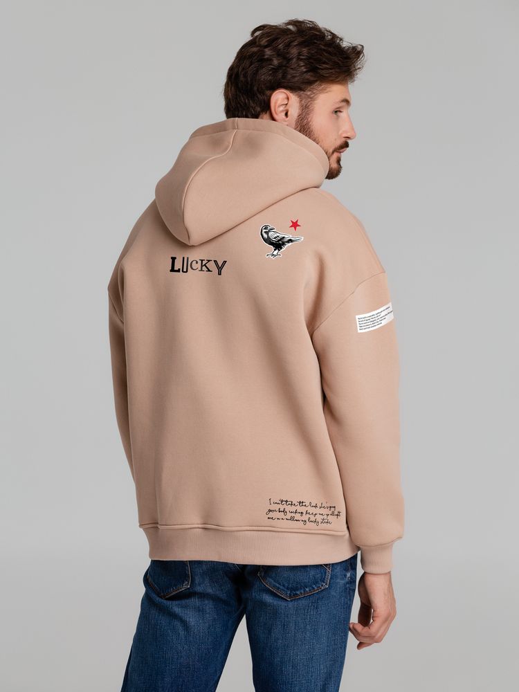 Худи оверсайз с термонаклейками Lucky Strike, бежевое / Миниатюра WWW (1000)