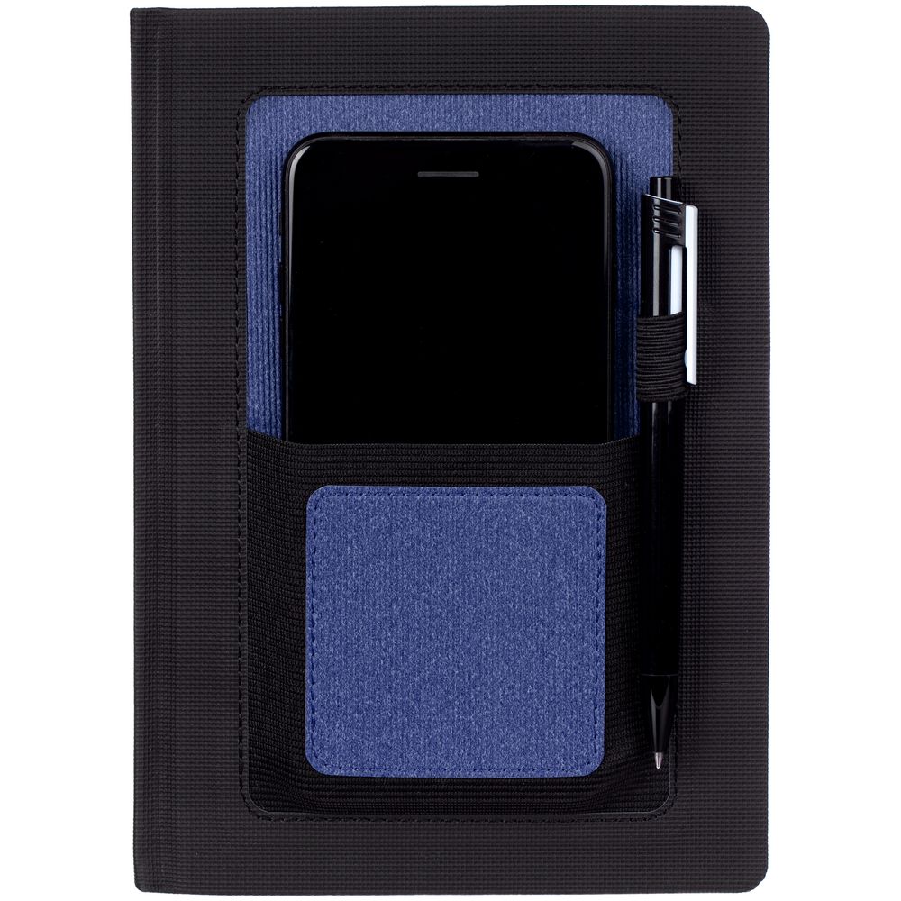 Ежедневник Mobile, недатированный, черный с синим / Миниатюра WWW (1000)