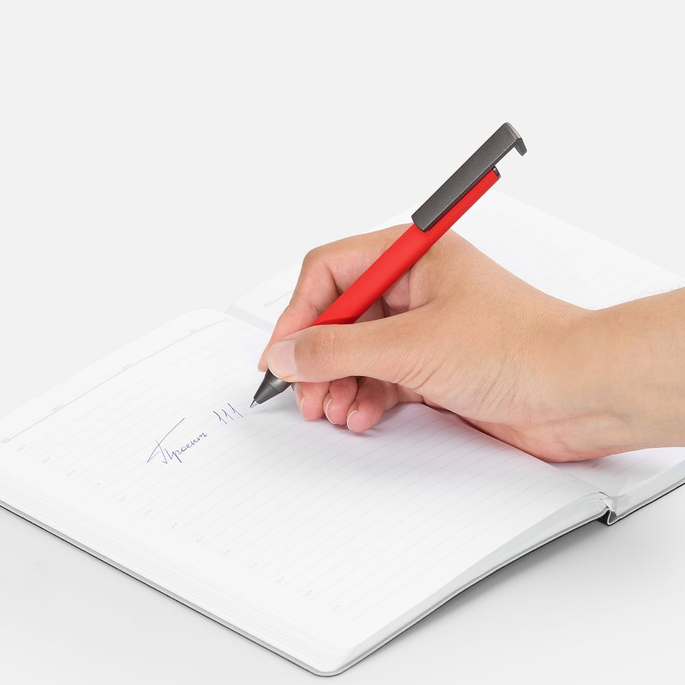 Ручка шариковая Standic с подставкой для телефона, красная / Миниатюра WWW (1000)