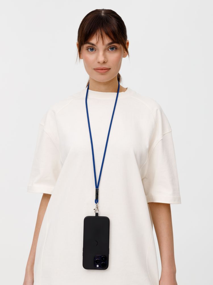 Шнурок для бейджа Tube Metal, синий / Миниатюра WWW (1000)