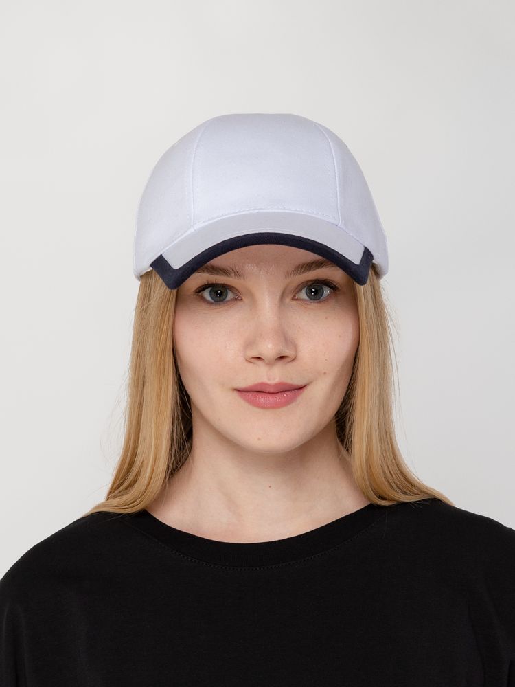 Бейсболка Honor, белая с темно-синим кантом / Миниатюра WWW (1000)