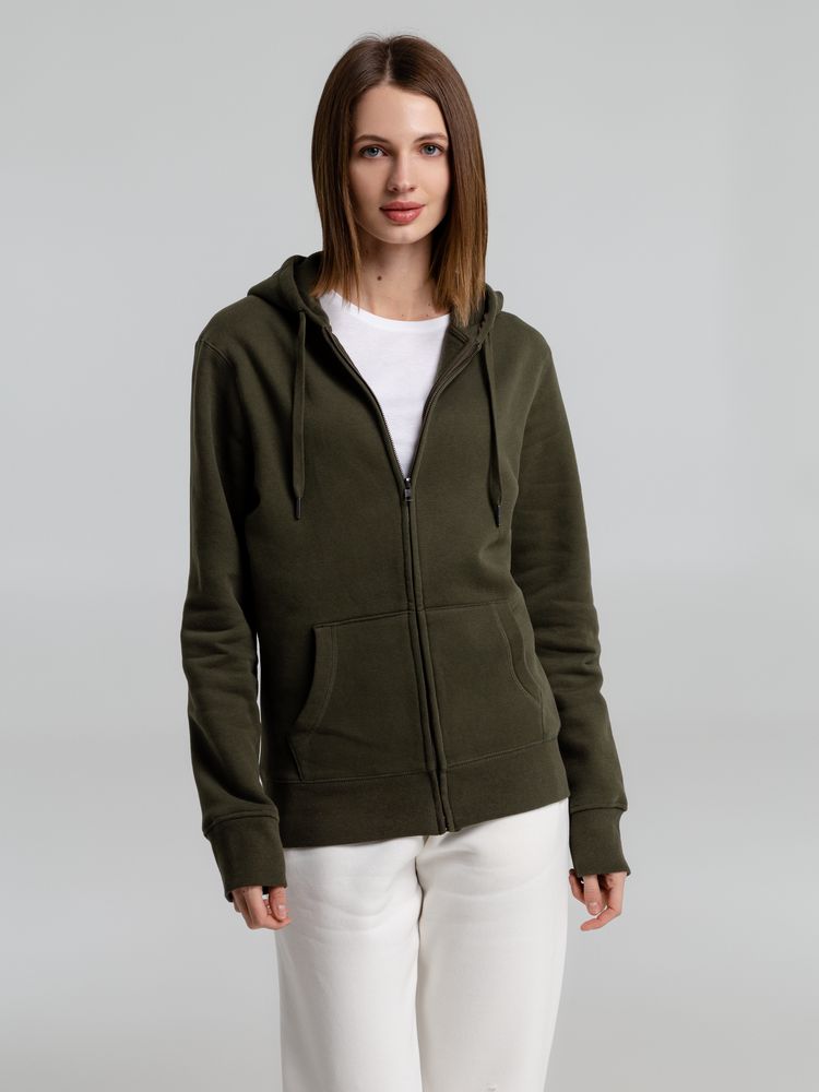 Толстовка с капюшоном на молнии унисекс King, хаки / Миниатюра WWW (1000)