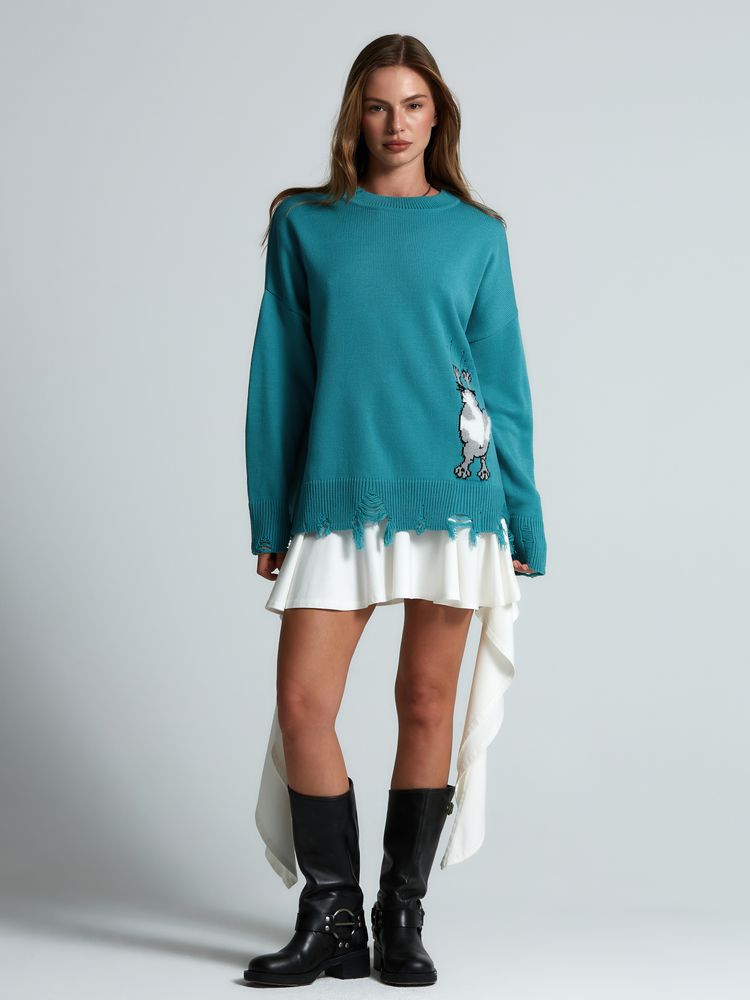 Свитер оверсайз Tricksy Net Grange на заказ, акрил / Миниатюра WWW (1000)