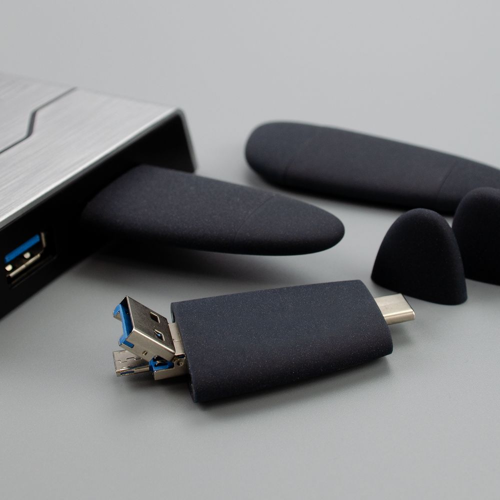 Флешка Pebble Universal, USB 3.0, черная, 32 Гб / Миниатюра WWW (1000)