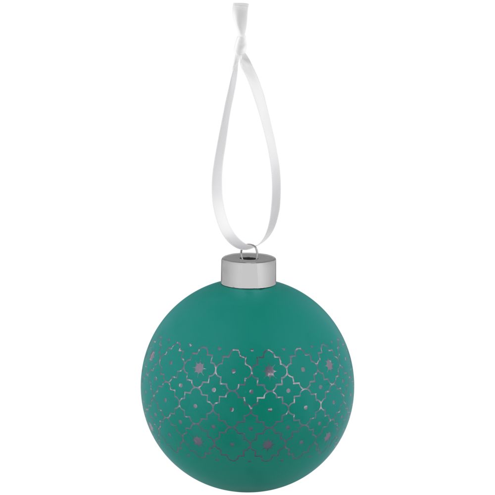 Елочный шар Chain с лентой, 10 см, зеленый / Миниатюра WWW (1000)