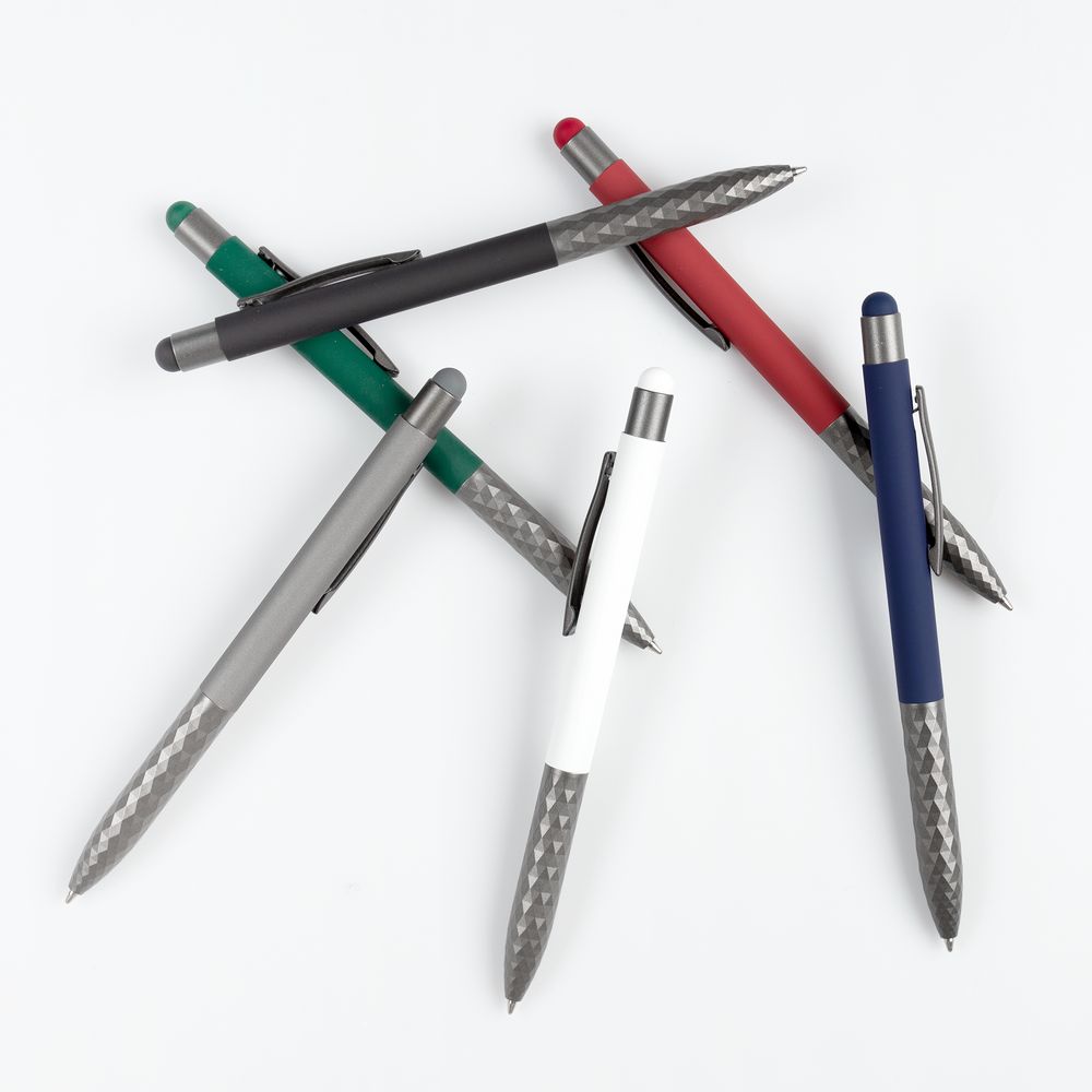 Ручка шариковая со стилусом Digit Soft Touch, белая / Миниатюра WWW (1000)