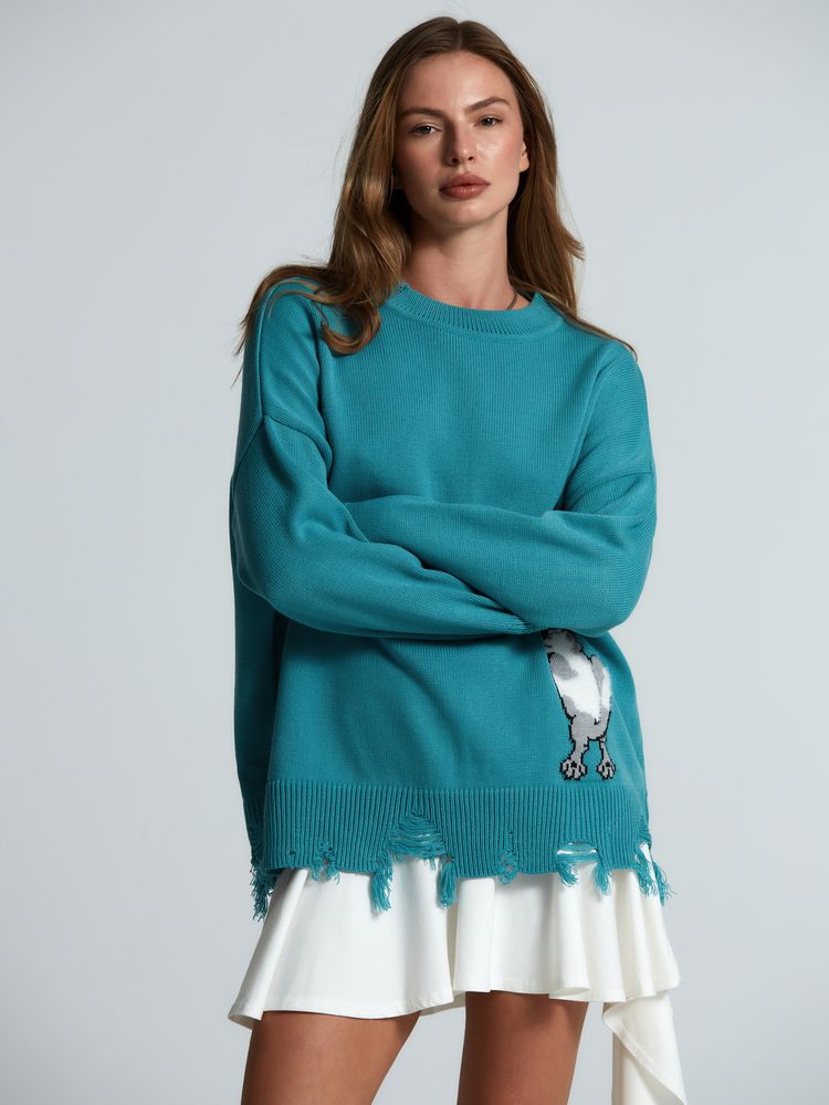 Свитер оверсайз Tricksy Net Grange на заказ, акрил / Миниатюра WWW (1000)