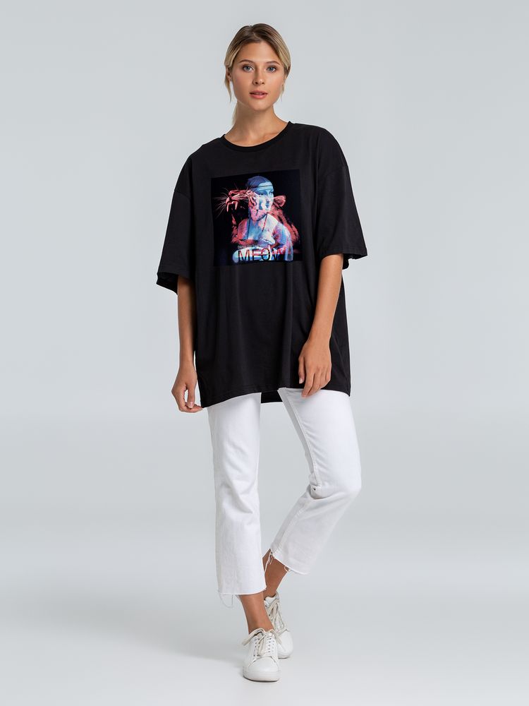 Футболка оверсайз «Дама с горностаем», черная / Миниатюра WWW (1000)