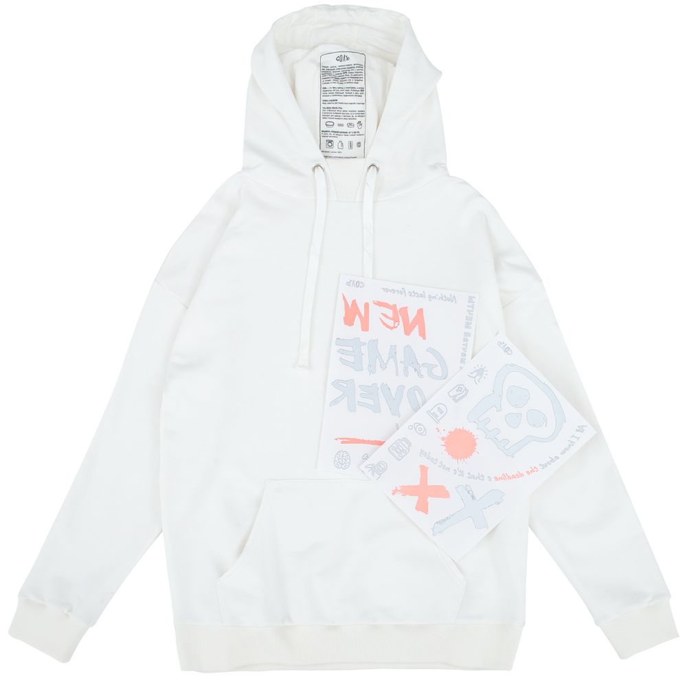 Худи оверсайз с термонаклейками Game Over, молочно-белое / Миниатюра WWW (1000)