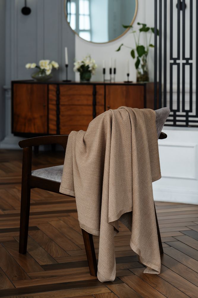 Плед Ornato, бежевый (миндальный меланж) / Миниатюра WWW (1000)