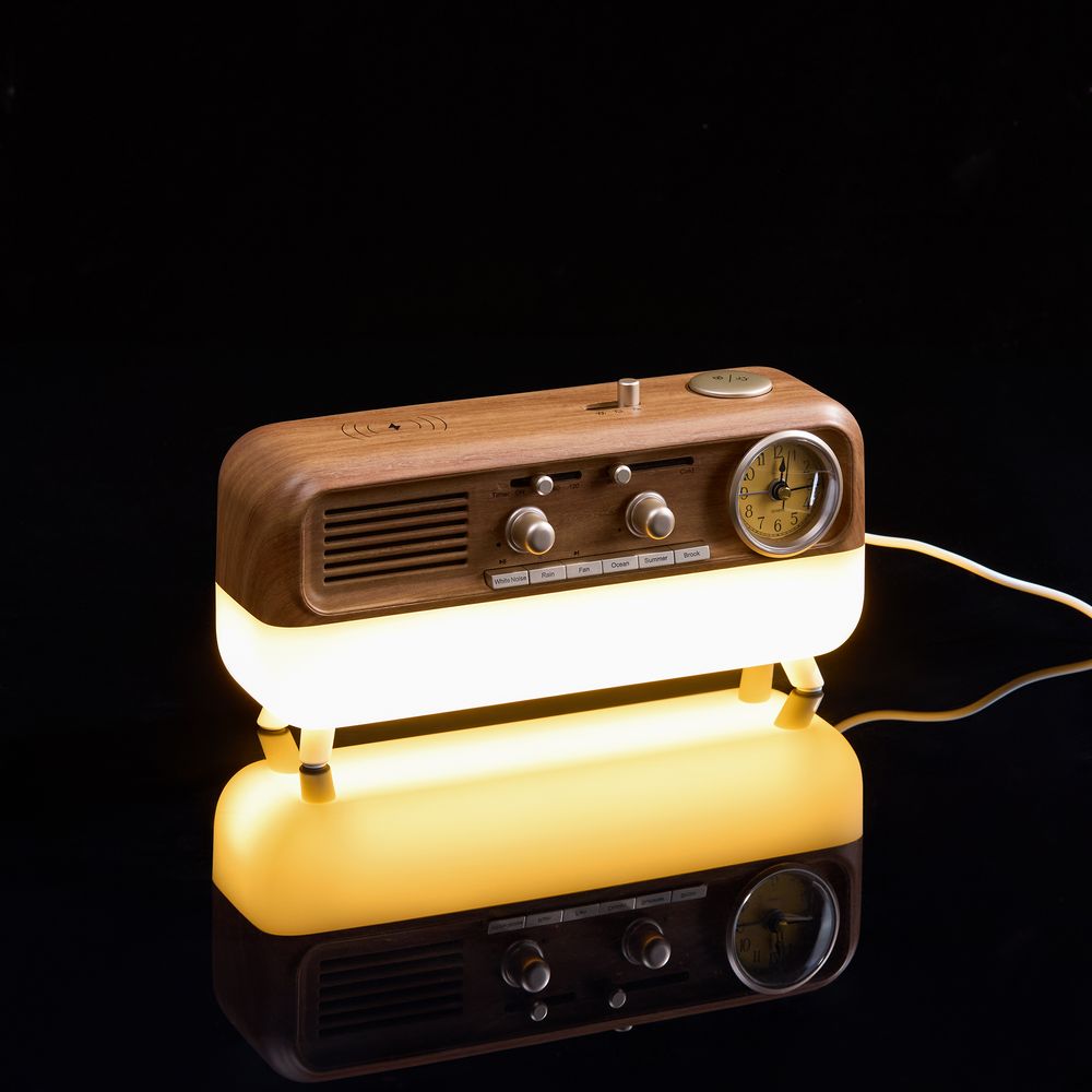 Bluetooth-колонка с беспроводной зарядкой, часами и подсветкой Multiverse, ver.2 / Миниатюра WWW (1000)