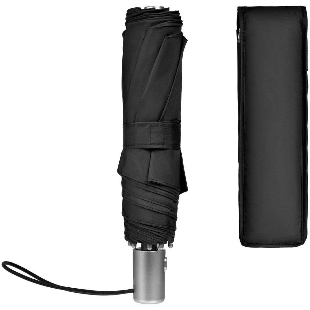 Складной зонт Alu Drop S, 3 сложения, 7 спиц, автомат, черный / Миниатюра WWW (1000)