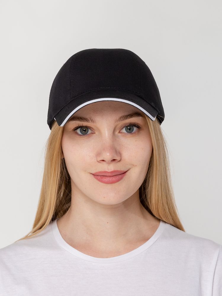 Бейсболка Canopy, черная с белым кантом / Миниатюра WWW (1000)