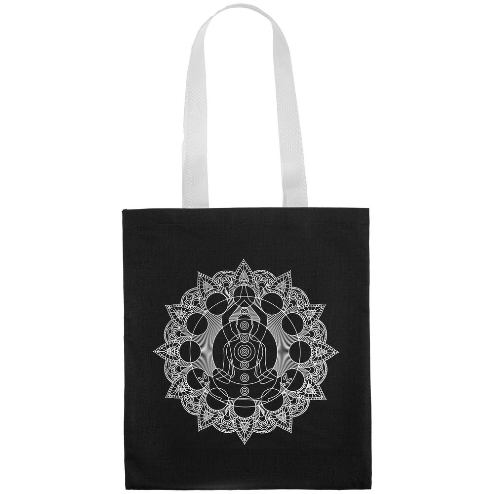 Холщовая сумка Chakraday, черная с белыми ручками / Миниатюра WWW (1000)