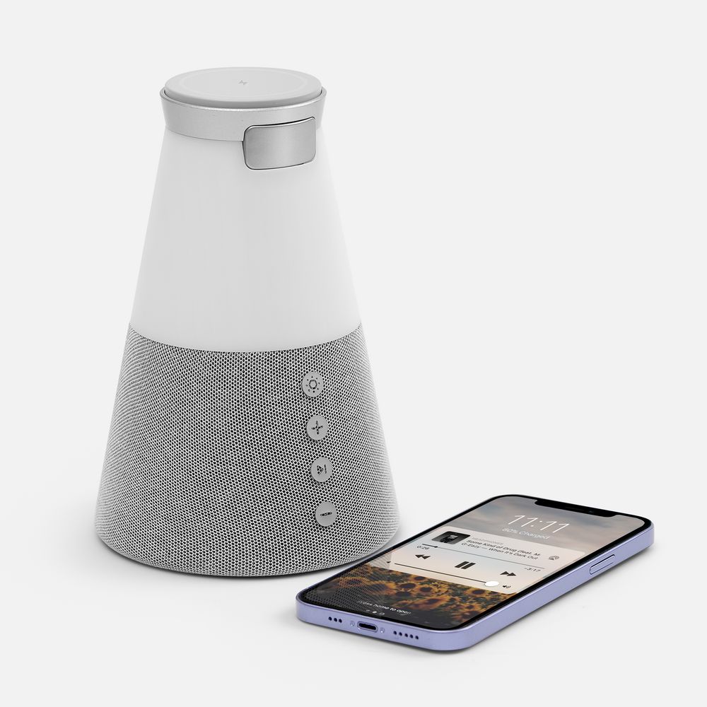 Bluetooth-колонка с беспроводной зарядкой и подсветкой Cone Sonance, серая / Миниатюра WWW (1000)