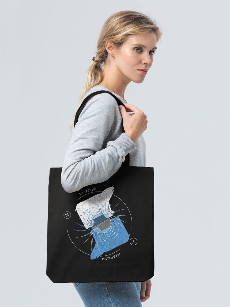 Холщовая сумка «Полярные медведи», черная / Миниатюра WWW (1000)