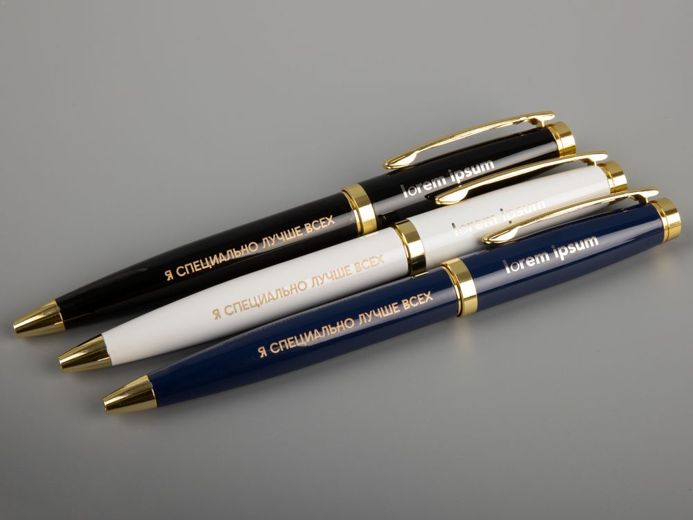 Ручка шариковая Letra Gold, глянцевая, темно-синяя / Миниатюра WWW (1000)