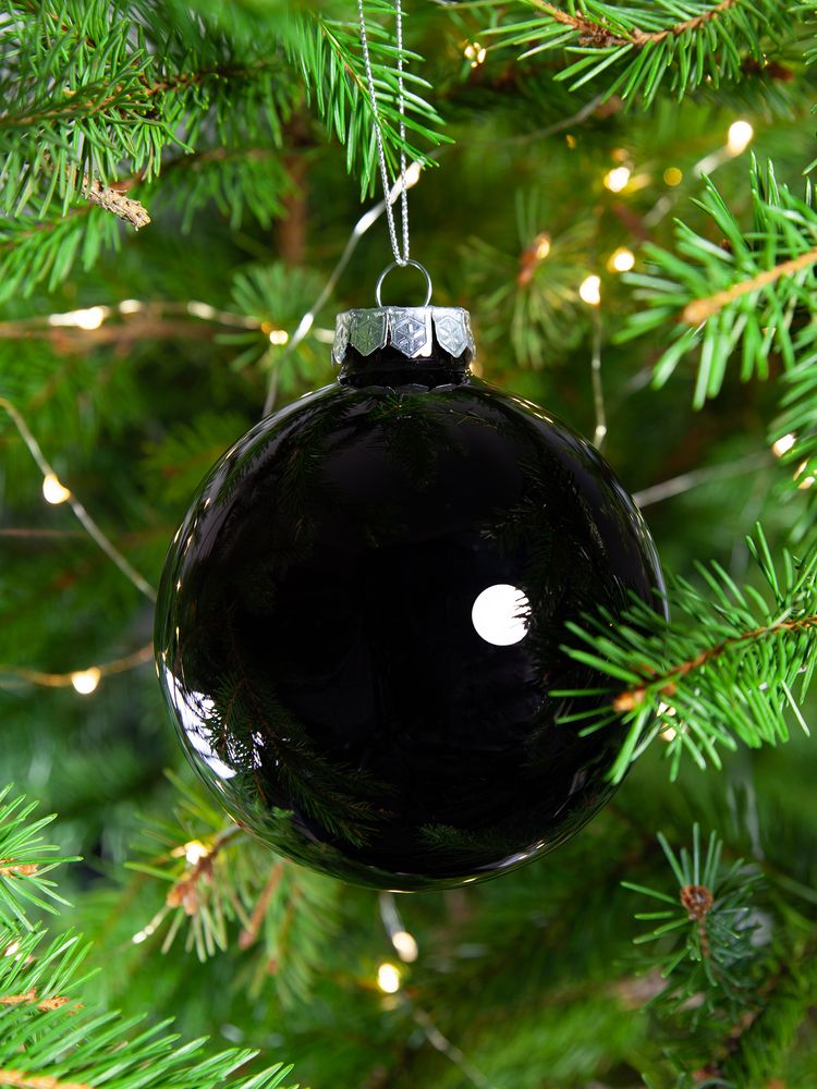 Елочный шар Finery Gloss, 10 см, глянцевый черный / Миниатюра WWW (1000)