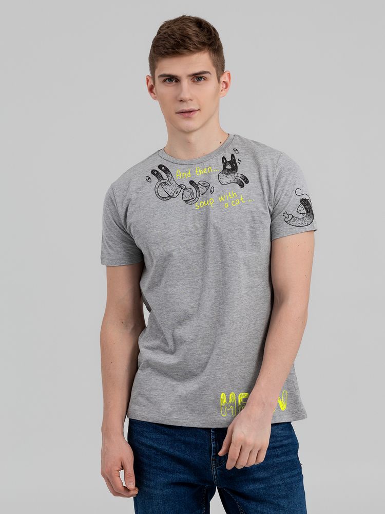 Футболка с термонаклейками Meow, серый меланж / Миниатюра WWW (1000)