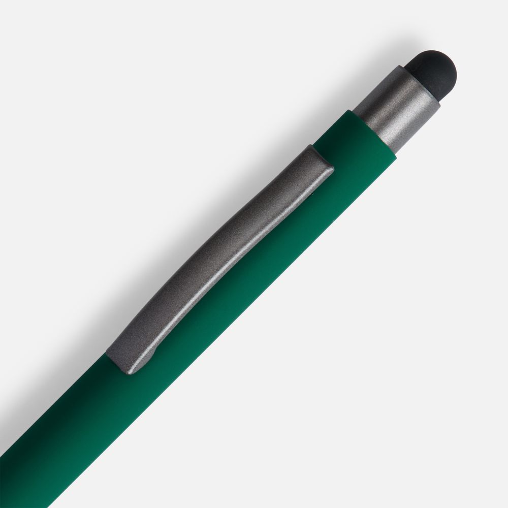 Ручка шариковая Atento Soft Touch со стилусом, зеленая / Миниатюра WWW (1000)