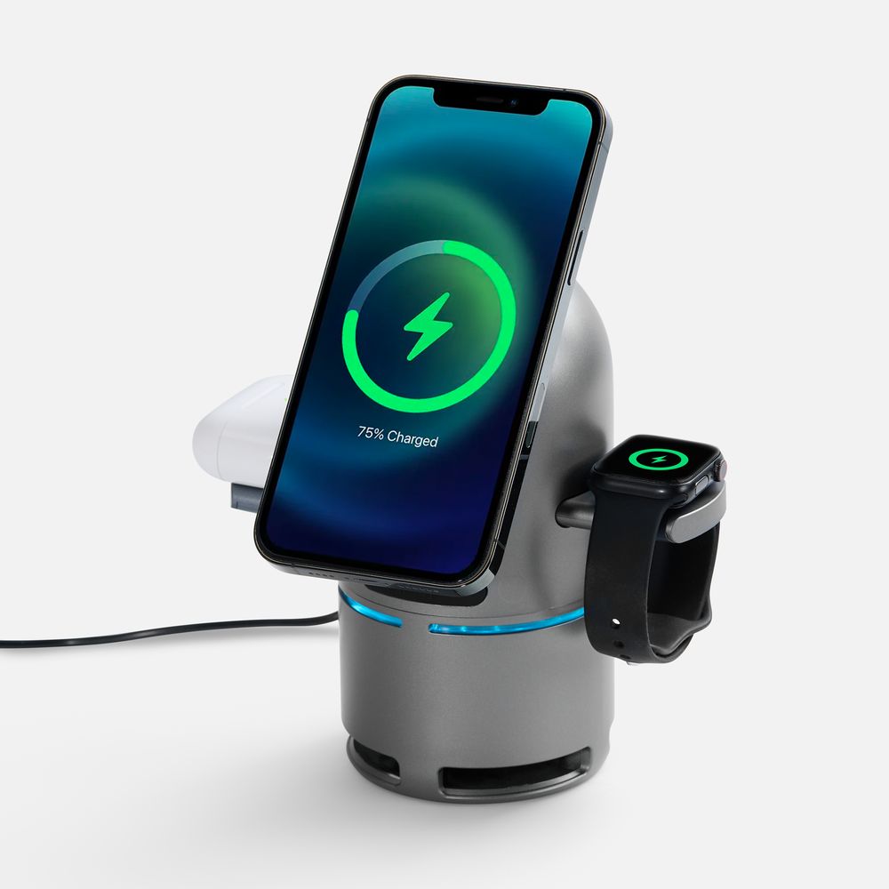 Bluetooth-колонка с беспроводной зарядкой Droid, серая / Миниатюра WWW (1000)