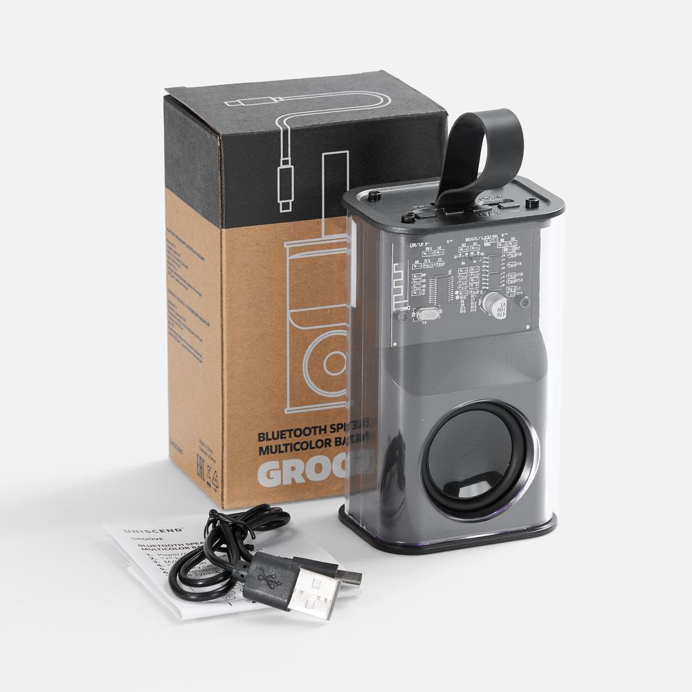 Bluetooth-колонка с подсветкой Groove, серая / Миниатюра WWW (1000)