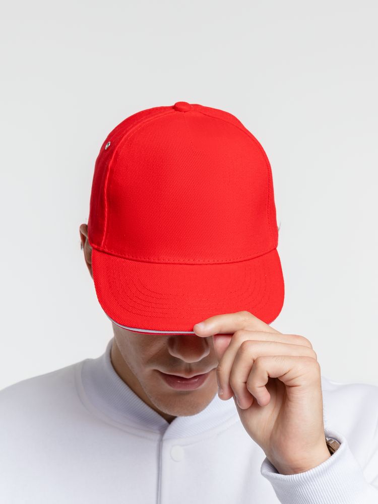 Бейсболка Classic, красная с белым кантом / Миниатюра WWW (1000)