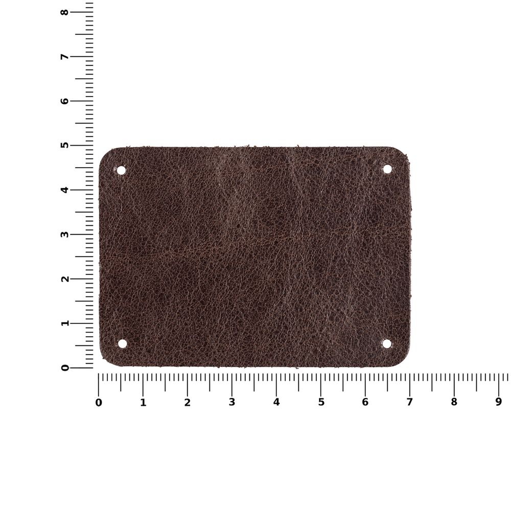 Лейбл кожаный Beta, М, коричневый / Миниатюра WWW (1000)