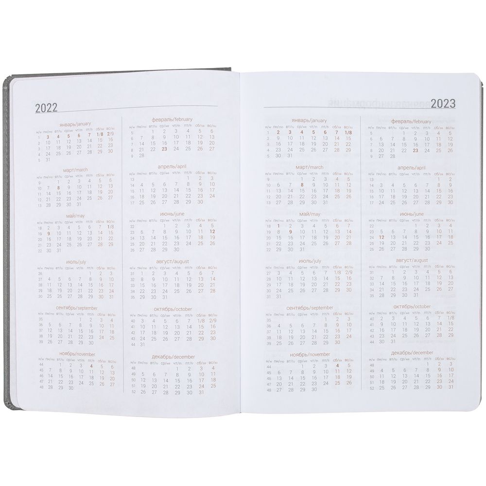 Ежедневник Spain, недатированный, серый с голубым / Миниатюра WWW (1000)